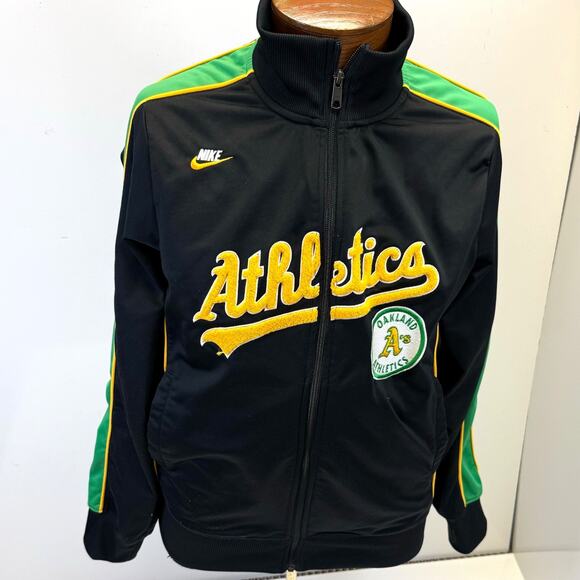 Vtg Oakland Athletics Nike Cooperstown Collection MLB Full Zip Track Jacket Sz L - Picture 2 of 7